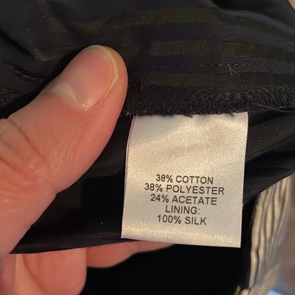 Michelle Mason Stripe Sateen Trouser Metallic vertical stripe navy trousers - Picture 6 of 9